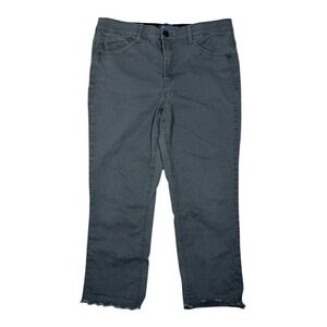 Democracy Absolution Womens 14 Gray Crop Pants Scallop Raw Hem High Rise